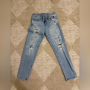 American Eagle Outfitters Light Blue Distressed Skinny Jeans